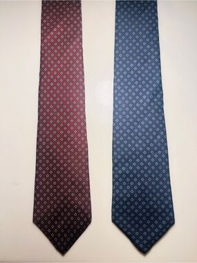 Vintage Yves Saint Laurent Burgundy and Navy Silk Ties